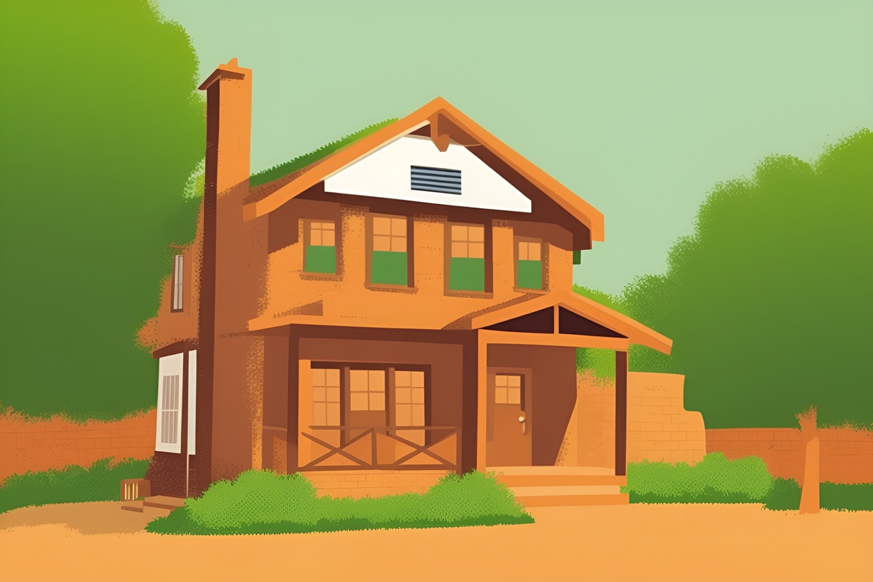 illustration of a house, created from a reference photo by generative AI similar as MidJourney and ChatGPT