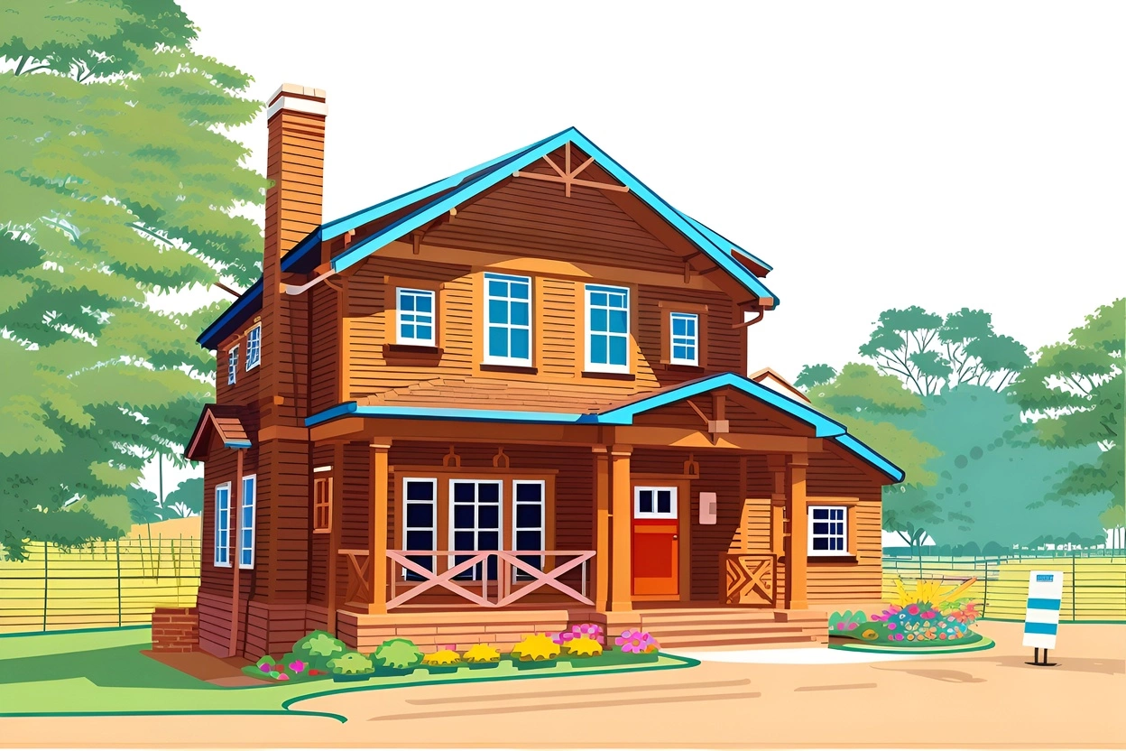 Vector Art Picture of a House, creata da una foto di riferimento da AI generativa simile a Midjourney e Chatgpt