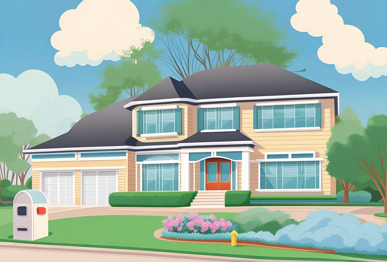 Cartoon drawing of a house, created from a reference photo by our AI art generator