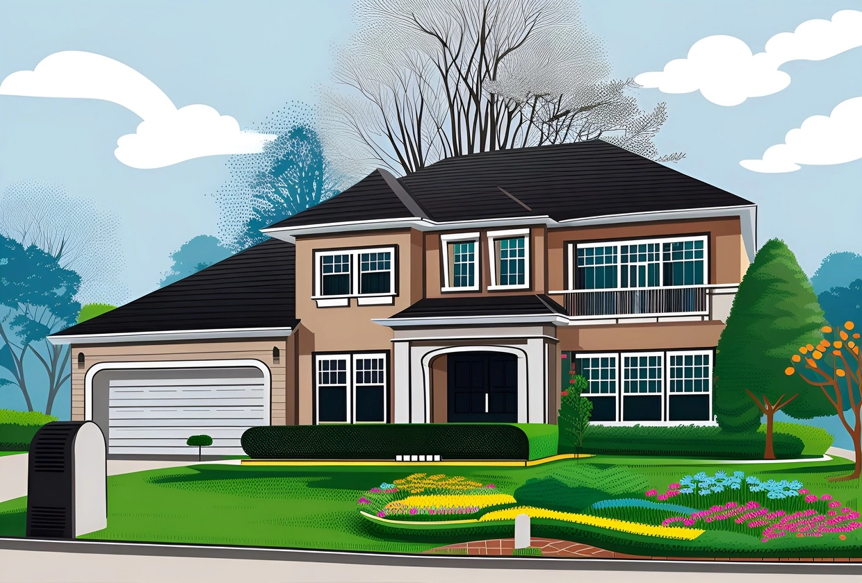 Vector Art Picture of a House, creata da una foto di riferimento da AI generativa simile a Midjourney e Chatgpt