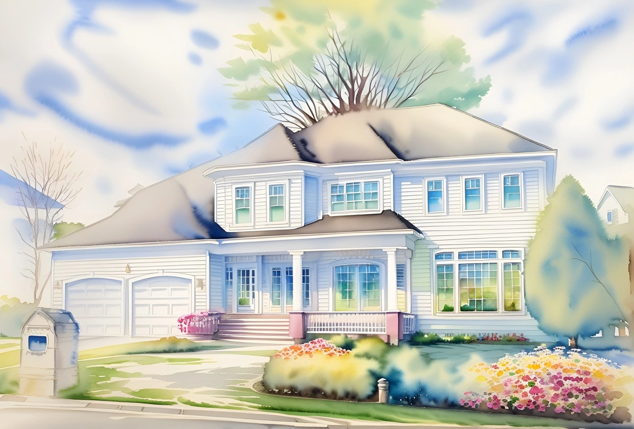 Watercolor of a house, created from a reference photo by our AI art generator