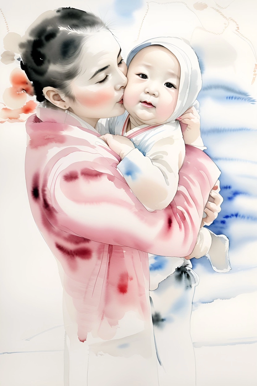 turn family photo into Chinese painting