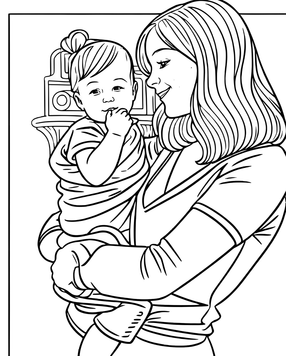 turns family photo into kids coloring page