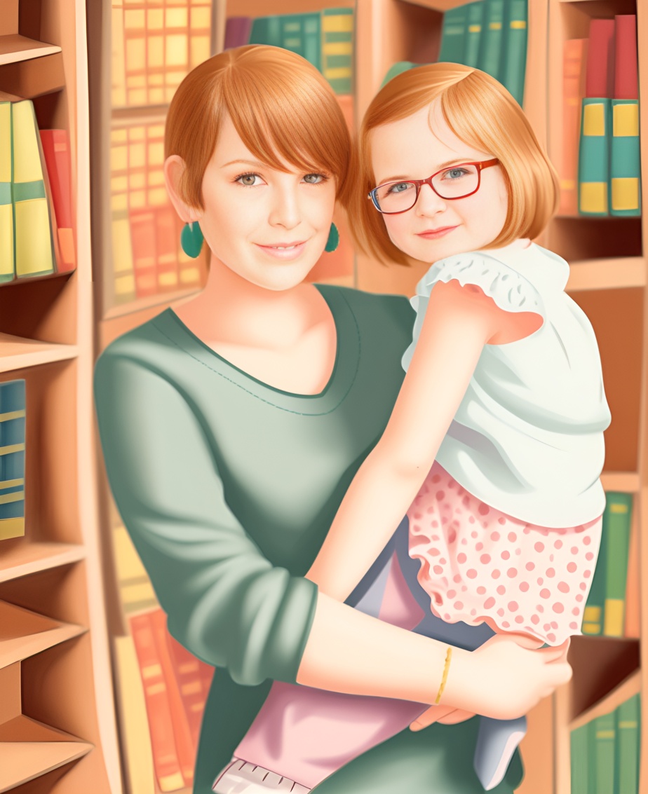 Vector art picture of a mom holding a girl, created from a reference photo by PortraitArt app