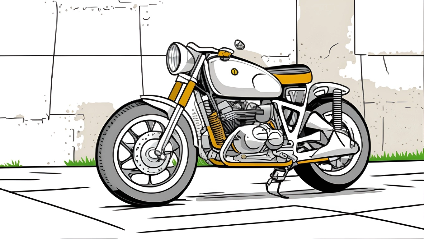 makes motorcycle line art picture from photo