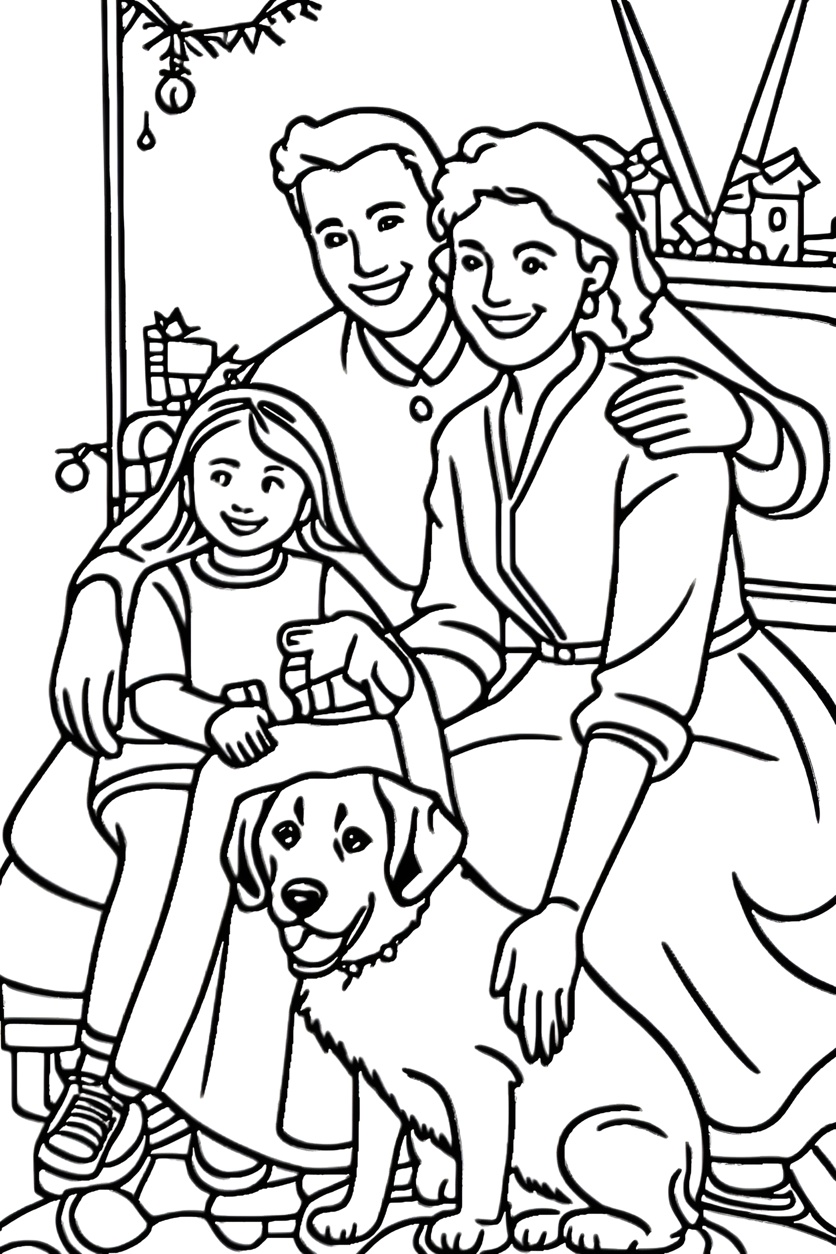 Photo to art example: a kids coloring page made from a old photo