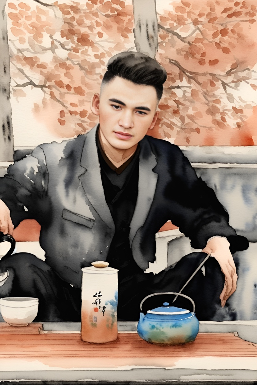 A portrait Chinese painting made from a reference photo by generative AI