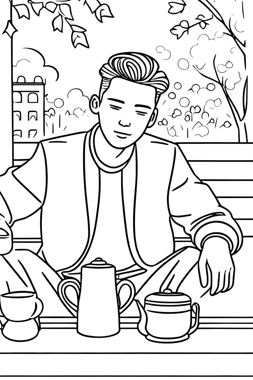 Photo to art example: a coloring page made from a portrait photo