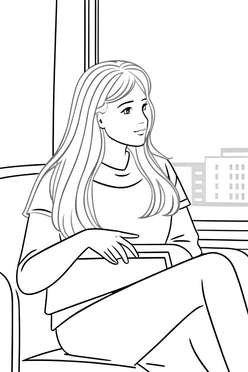 A portrait coloring page made from personal photo