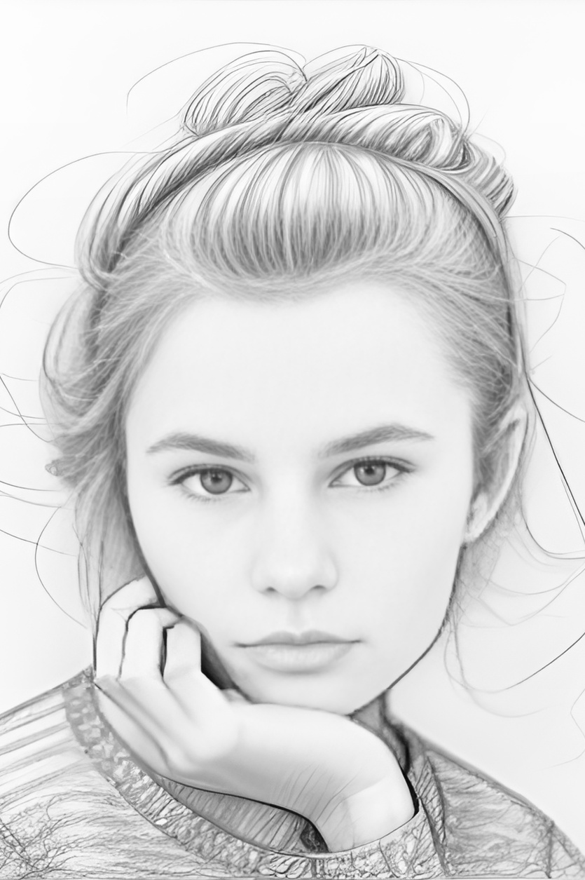 A pencil sketch drawing of a person, from a reference photo by generative AI