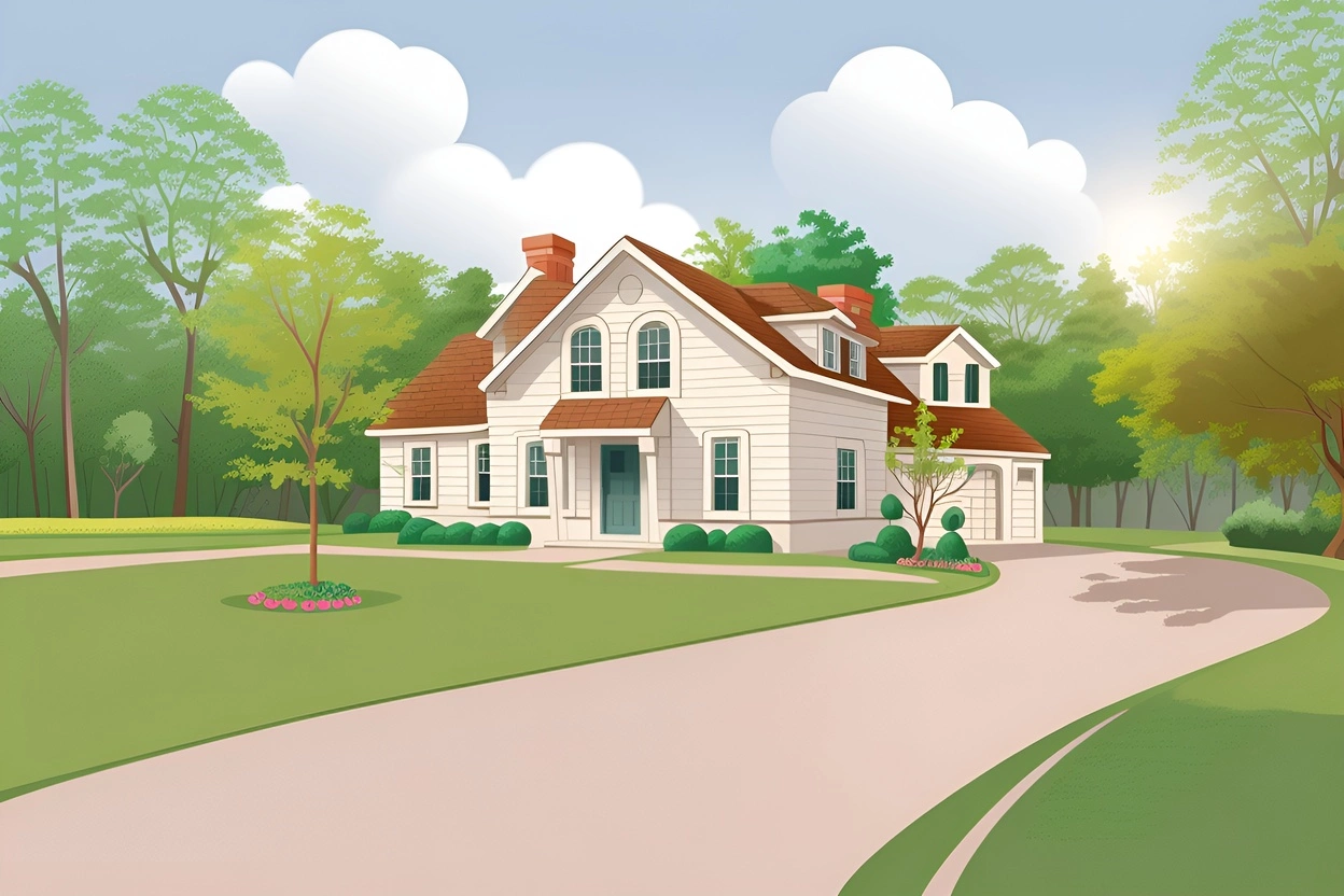 Cartoon drawing of a house, created from a reference photo by our AI art generator