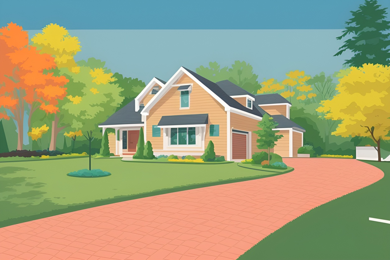 Vector at picture of a house, created from a reference photo by generative AI similar as MidJourney and ChatGPT