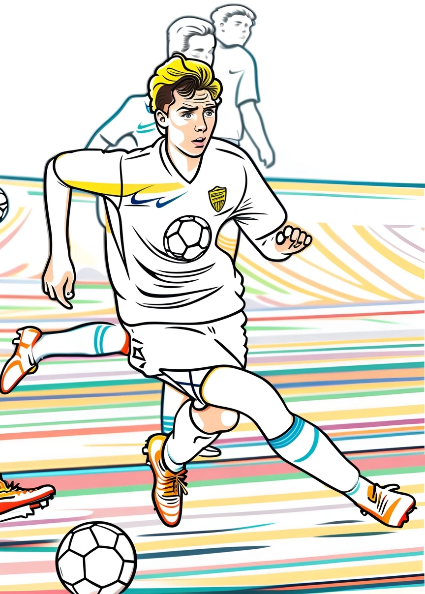 turns sports (soccer) photo into line art picture