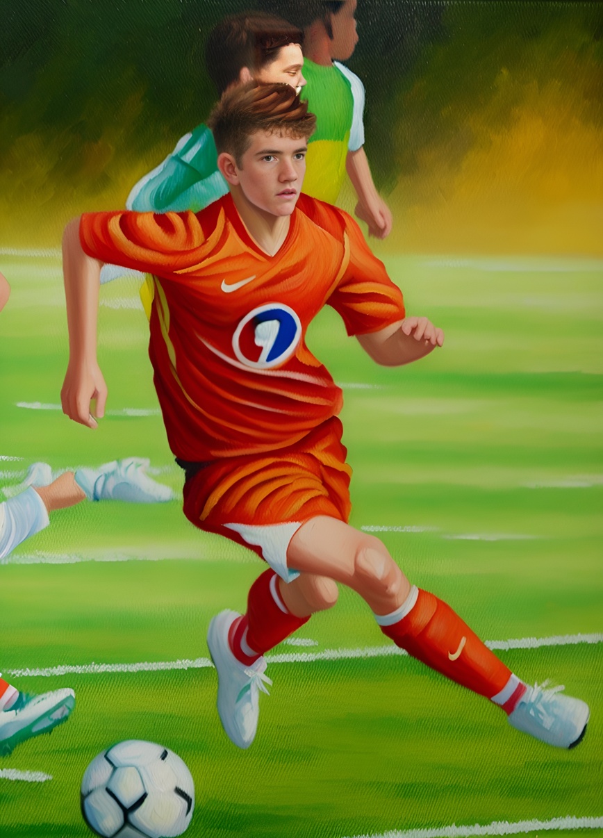 customized soccer oil painting from photo