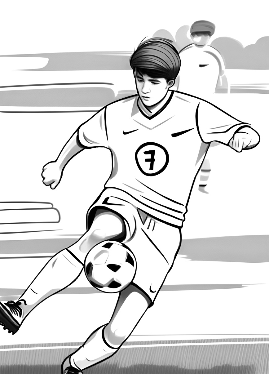 line sketch drawing of a soccer player, created from a reference photo by PortraitArt app