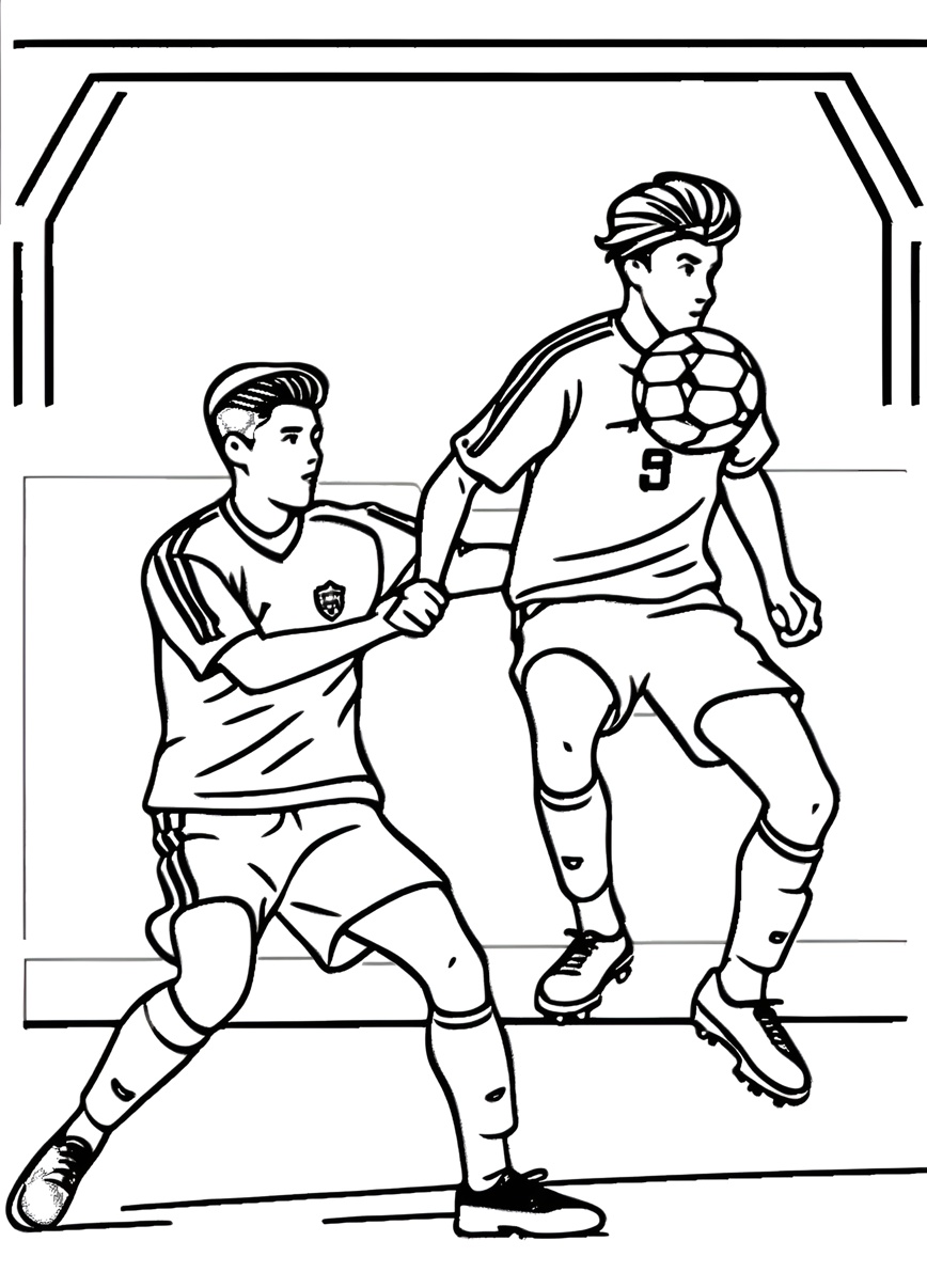 turns a soccer game photo into a coloring page
