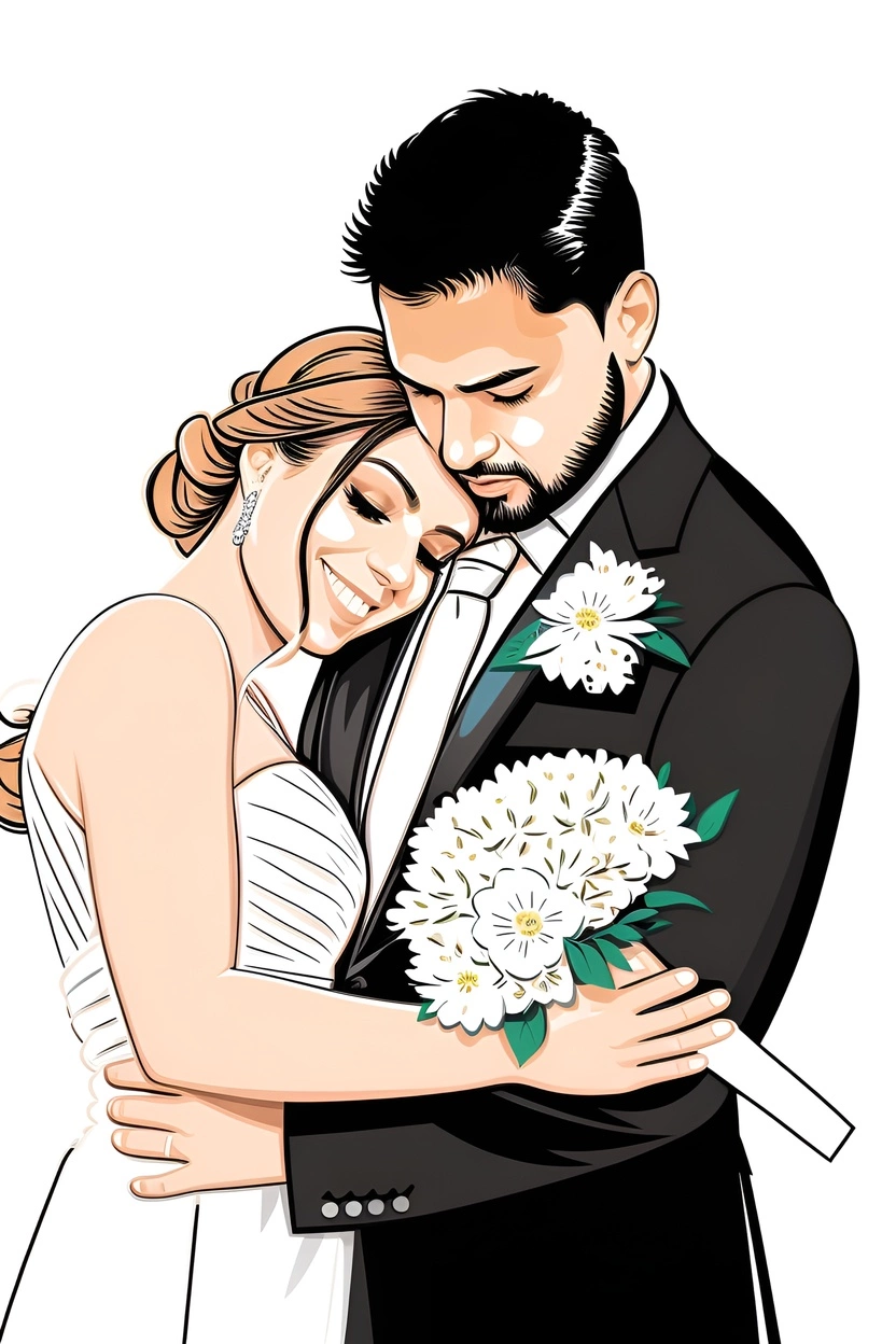 transforme la photo de mariage en art vectoriel (illustration)