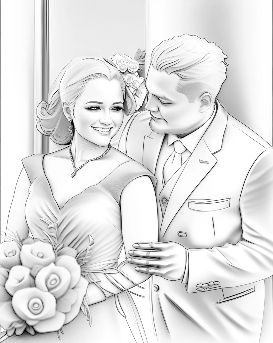 transforme les photos de mariage en dessin de croquis au crayon, avec une application généative AI