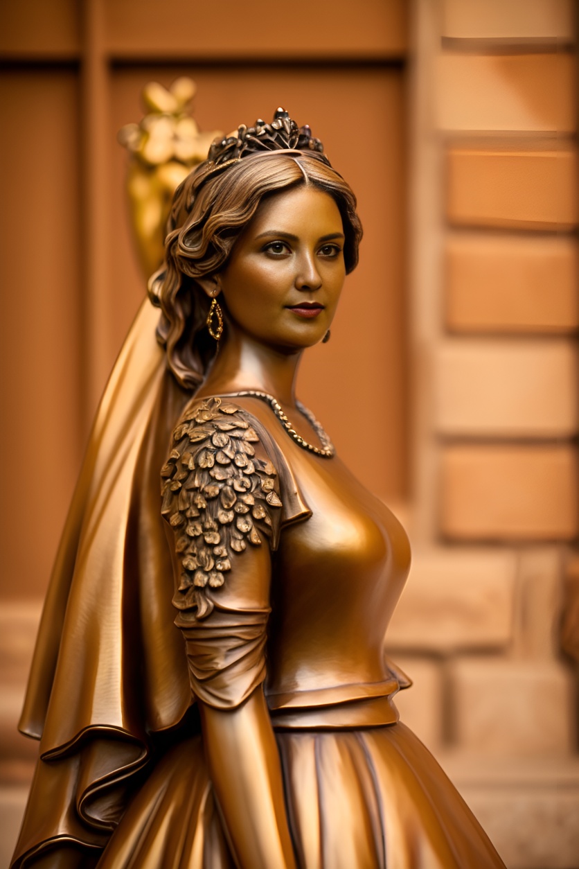 sculpture of a bride in wedding dress, created from a reference photo by generative AI similar as MidJourney and ChatGPT