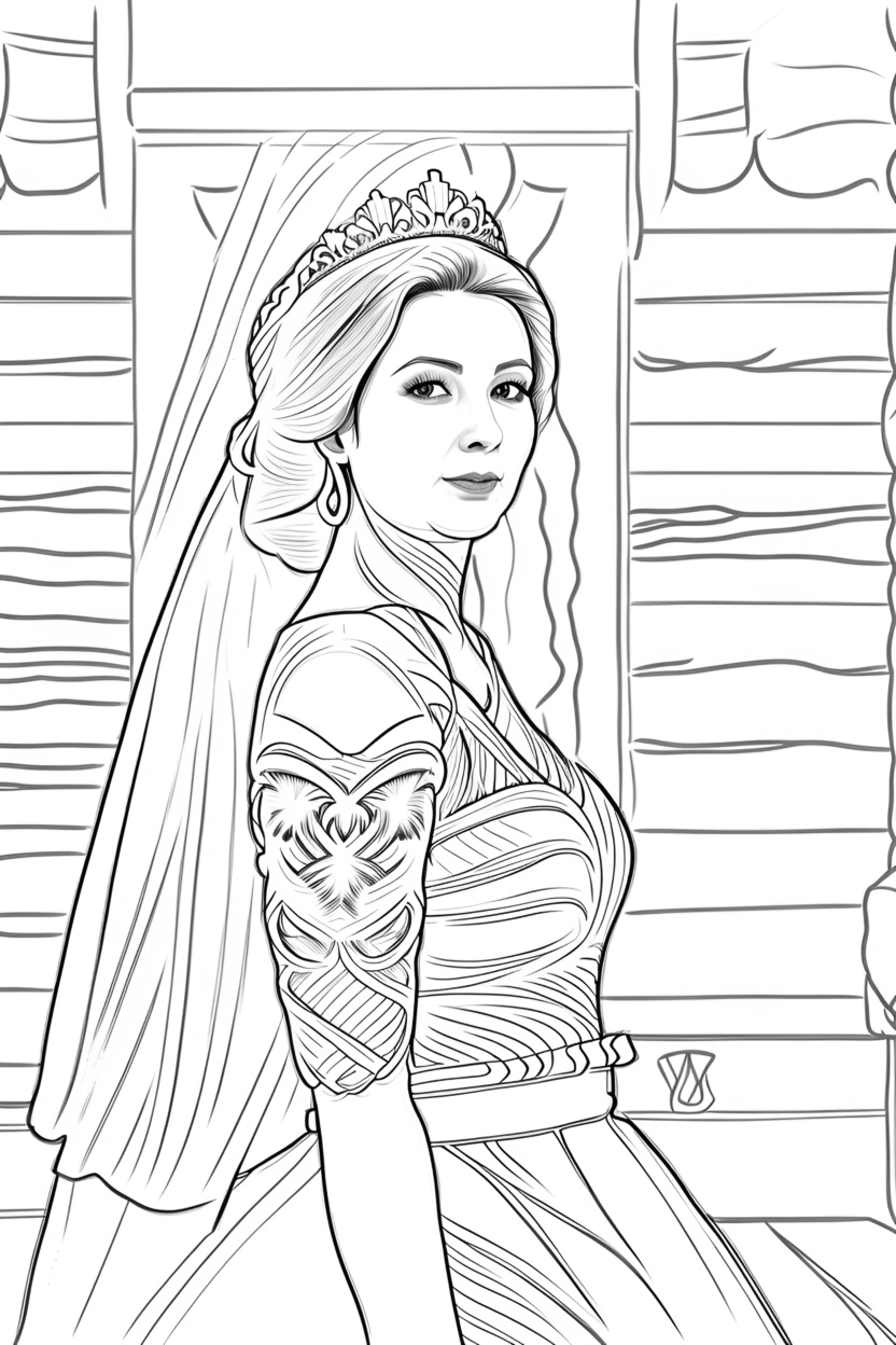 Line Schizzo Disegno del matrimonio, creato da una foto di riferimento con AI generativa simile a Midjourney