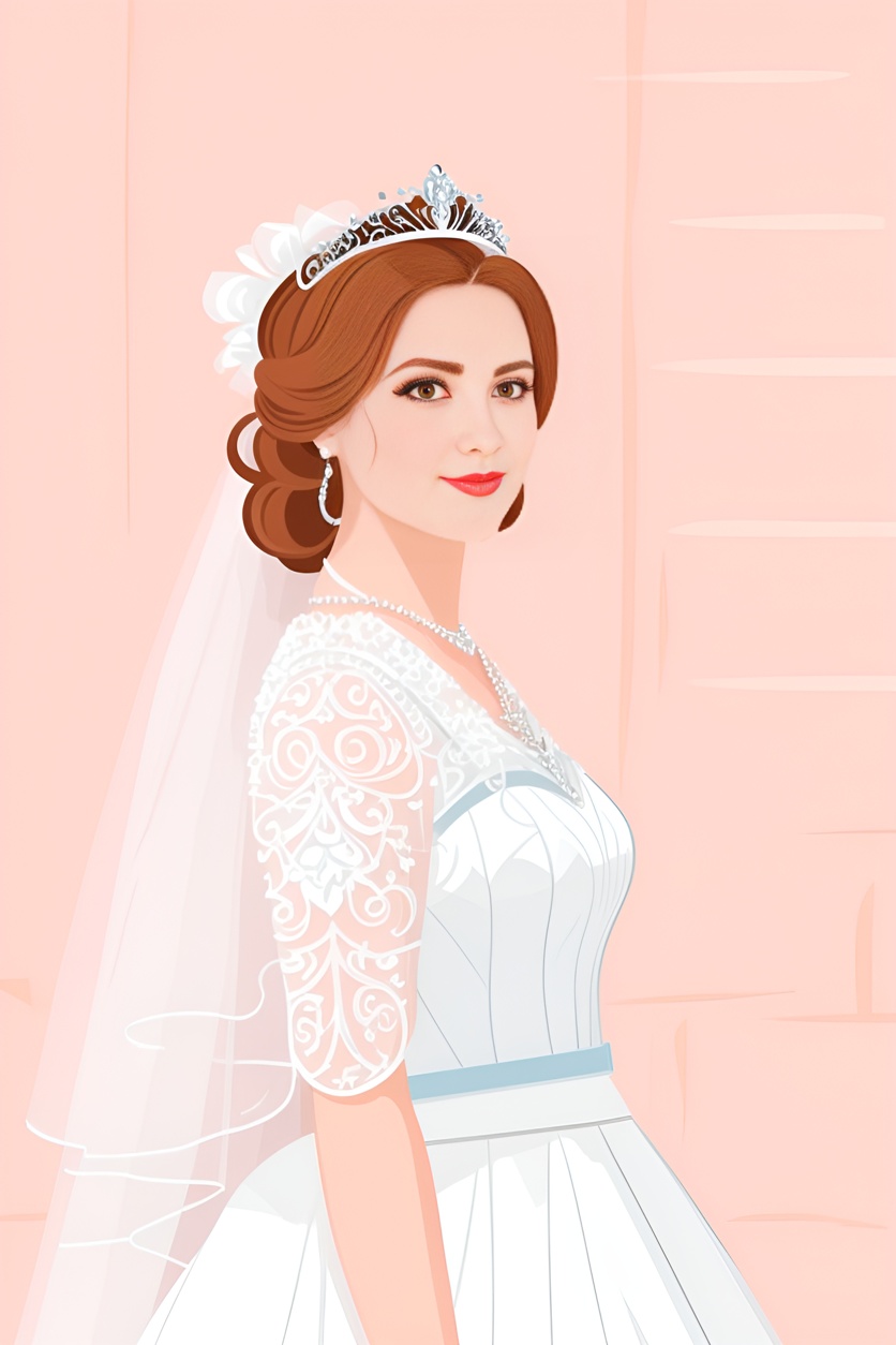 vector art of a bride in wedding dress, created from a reference photo by generative AI similar as MidJourney and ChatGPT