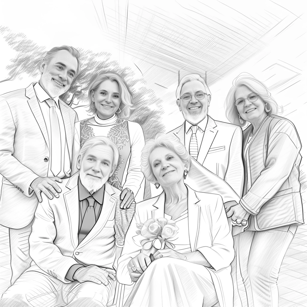 pencil sketch drawing of a group of people, by generative AI similar as MidJourney and ChatGPT