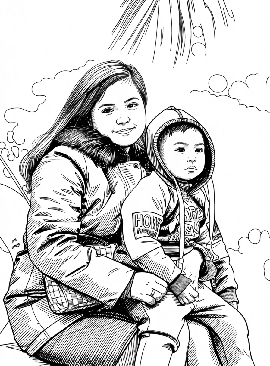 Dessin à l’encre généré par PortraitArt