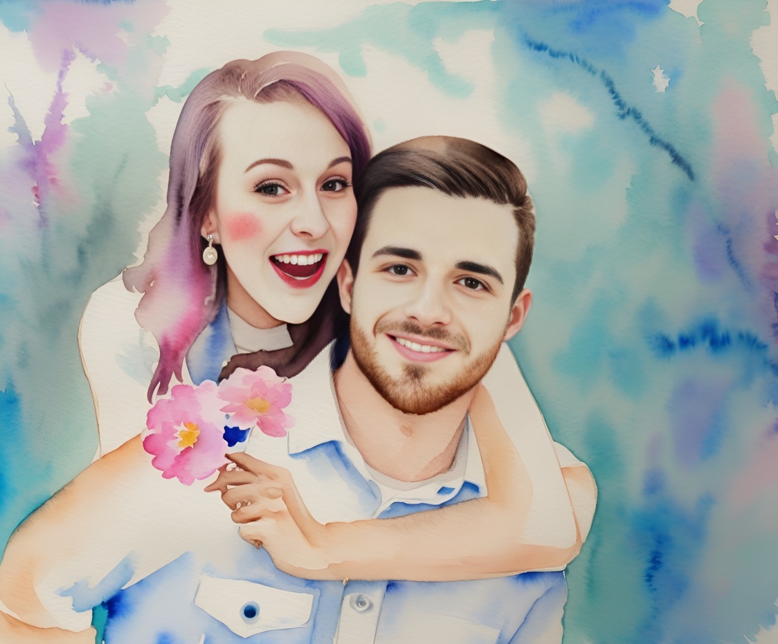 Wedding Photo to Watercolor Painting